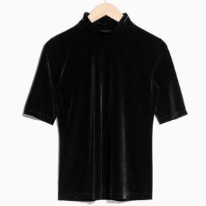 & Other Stories Black Velvet Mockneck Top